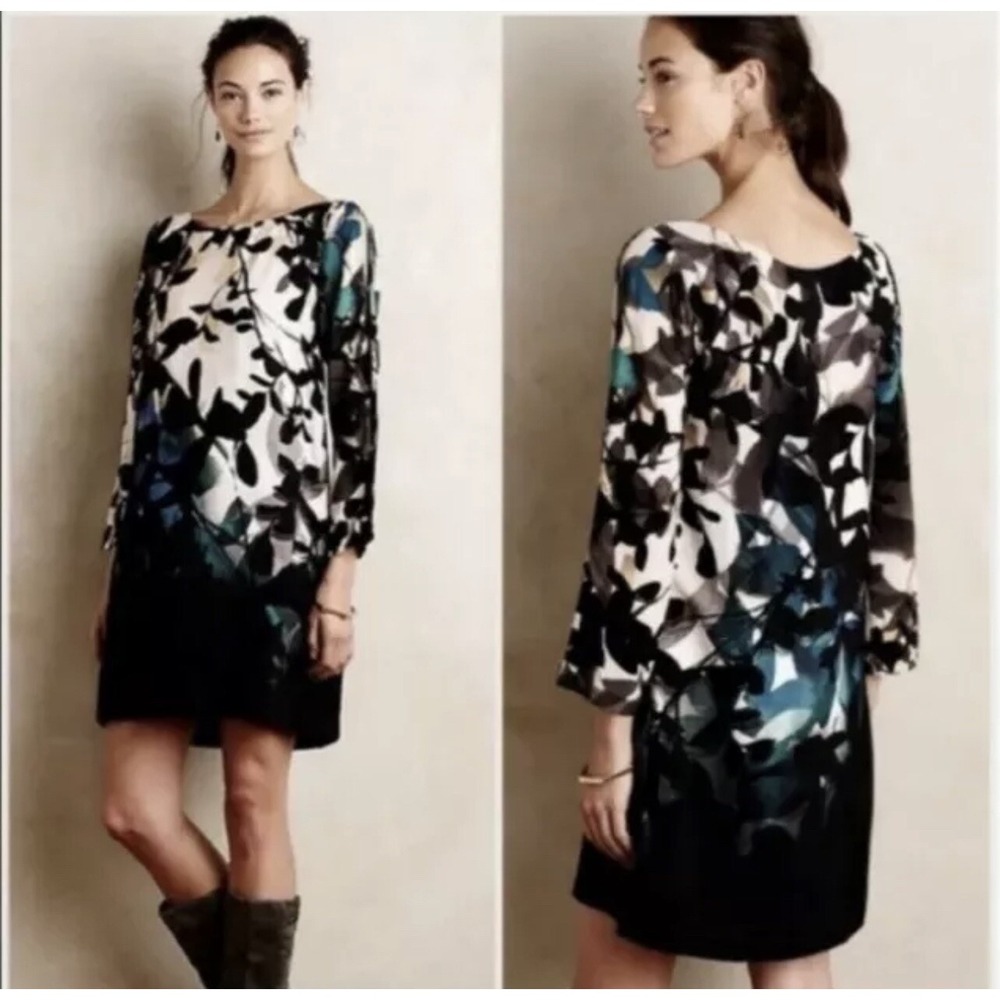 Anthropologie Maeve Women's Shaded Garden Shift Dress Size XS Open Sleeve Floral